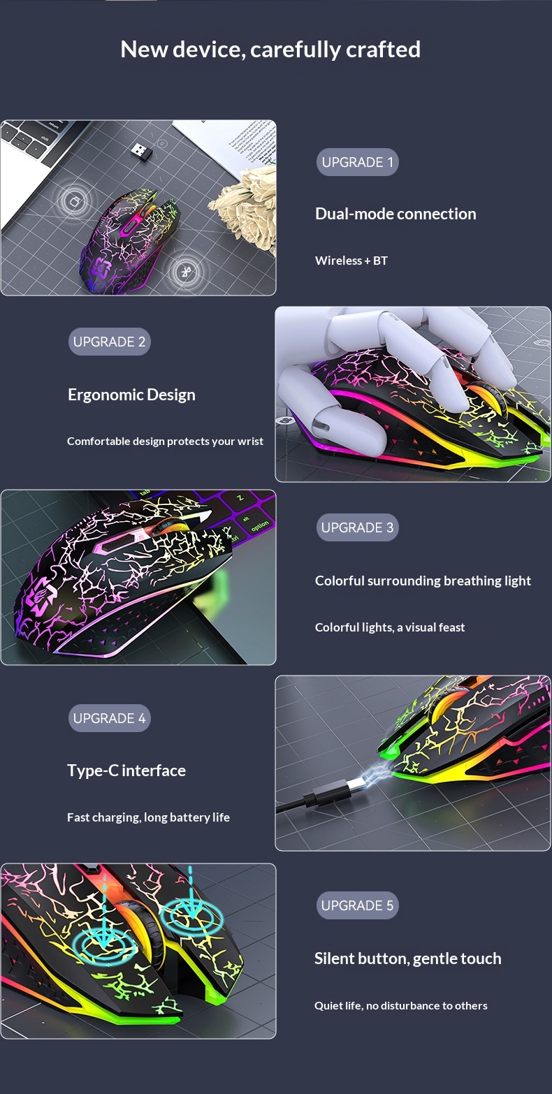 Digitex Digitex Wirlss Mous Charging Modl Silnt Blutooth 2.4g Offic Luminous Gaming E-sports Laptop Accssoris In Stock_voghion.com