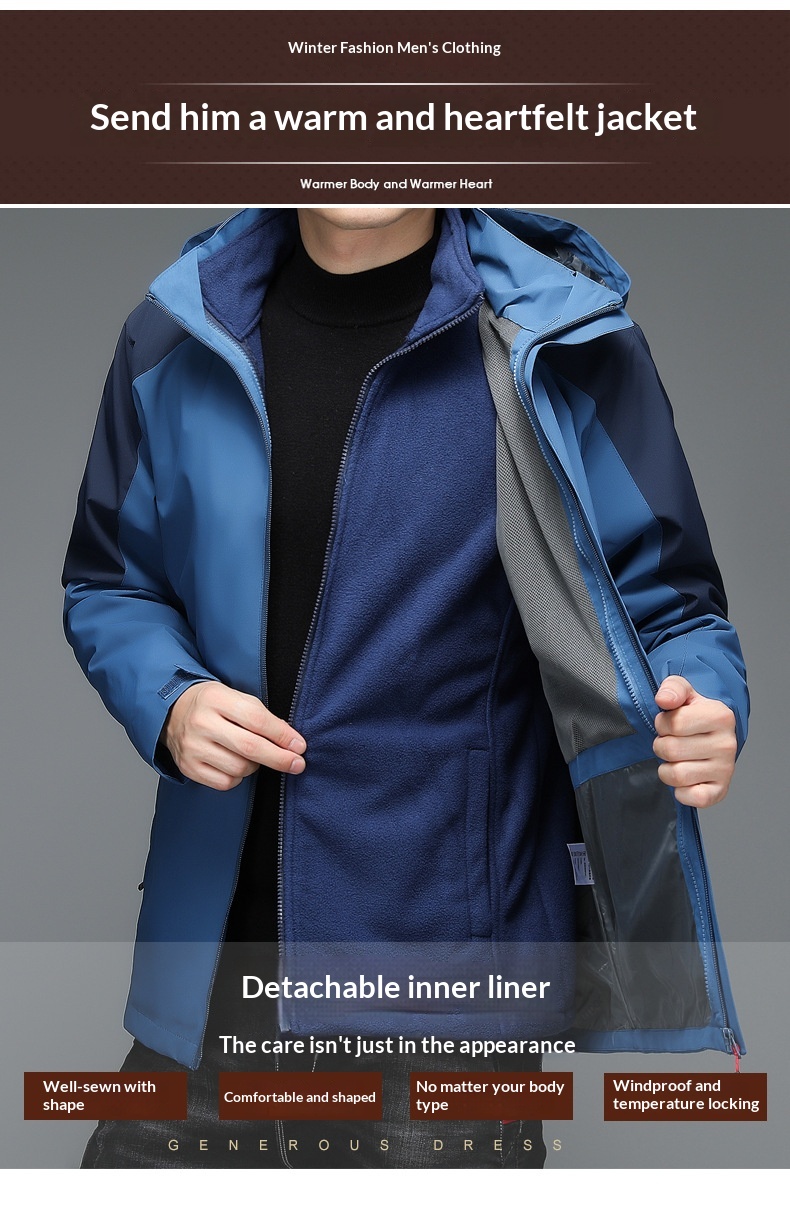 boy Boy 2025 New Detachable Outdoor Thickened Men's Jacket Three-in-One Coat_voghion.com