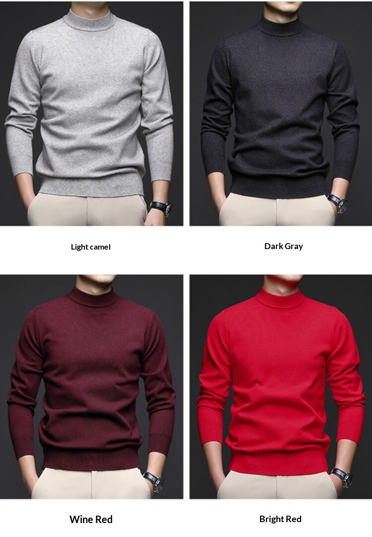 boy Boy Boy Boy 2025 Autumn Winter New Wool Sweater For Men, Half Turtleneck, Thickened, Wm, Machine Washable, Base Layer Men's_voghion.com