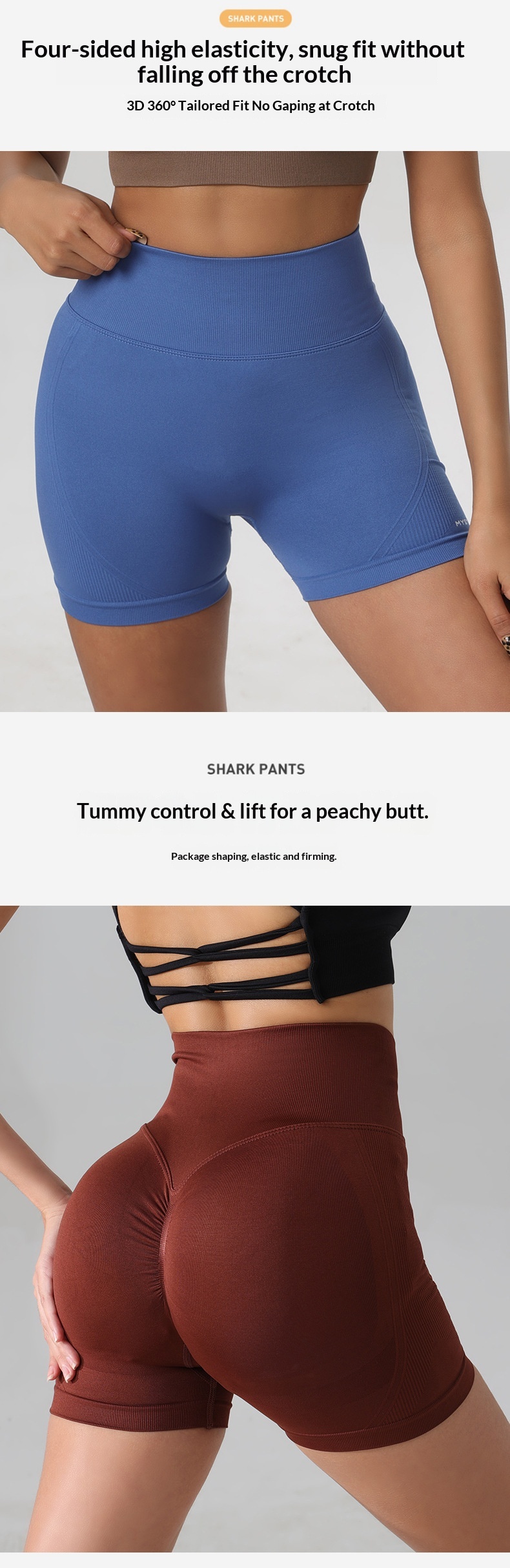 Summer New Women's Fitness Running Sports Cycling Pants Yoga Wear Tummy Control Tight Three-Quarter Shorts Wholesale_voghion.com