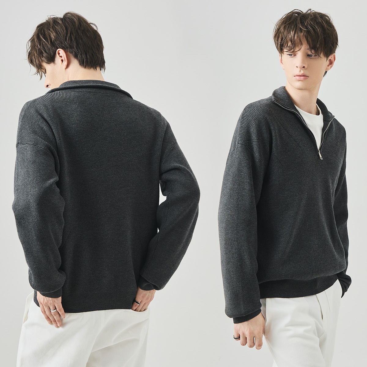 Boy Boy Boy Boy APO Clothing|Coss-Bode Half-Zip Rollkragenpullover für Herren, Herbst/Winter, Old Money Style, locker, lässig, langärmelig_voghion.com