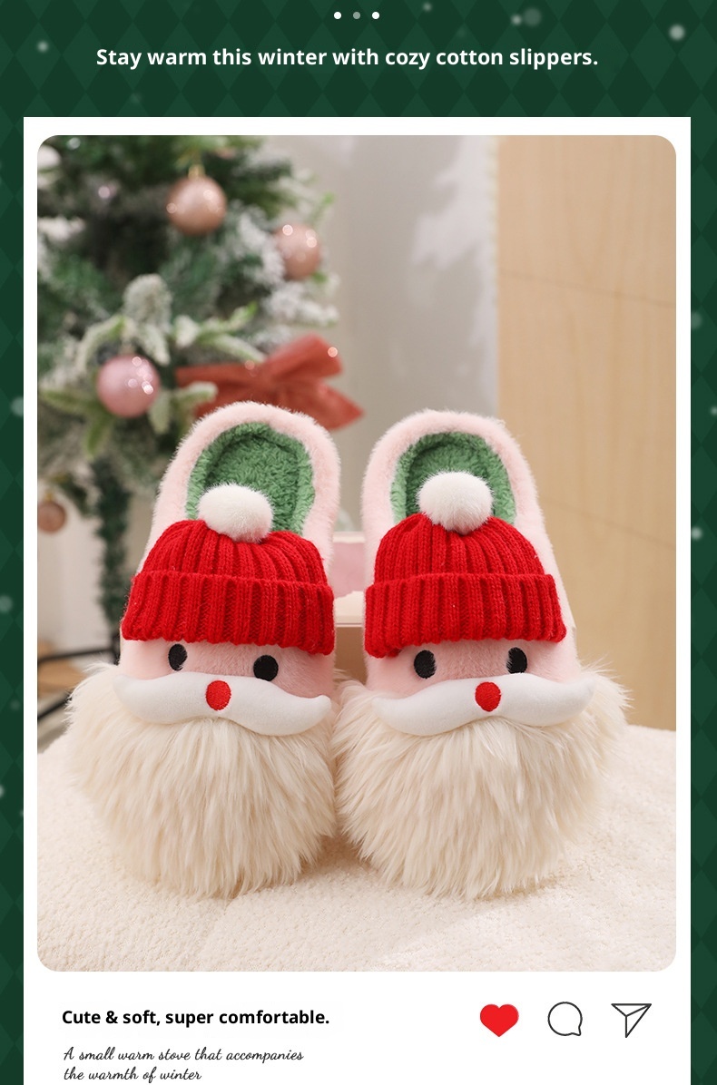 Zees graziose pantofole natalizie in cotone da donna, nuovo stile 2025, comode con una morbida imbottitura, adatte per l'autunno_voghion.com