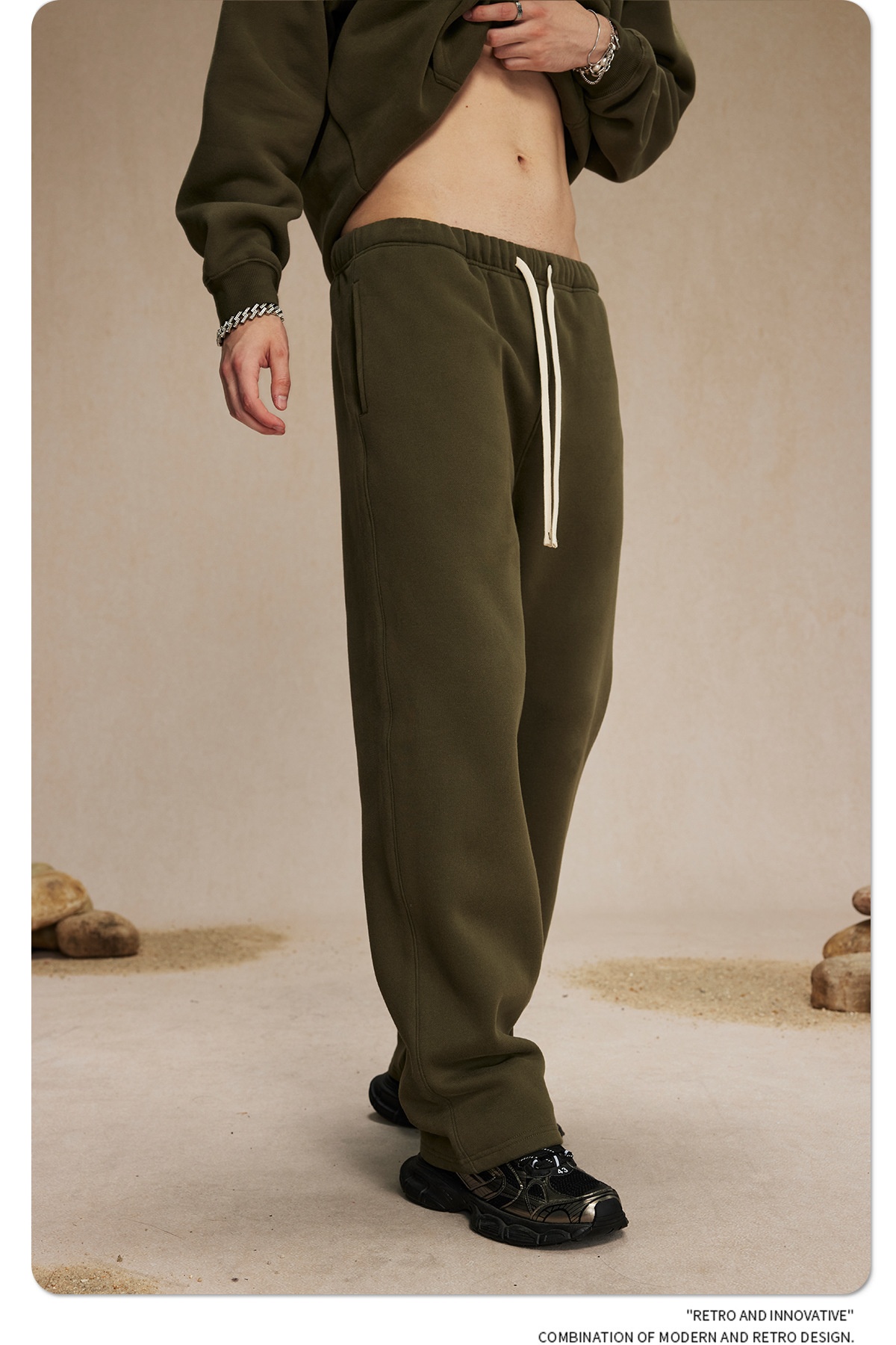 boy 2025 Autumn Winter New 350g Thick Straight Fleece Lined Solid Color Men's Loose Fit Sports Casual Long Pants Men_voghion.com
