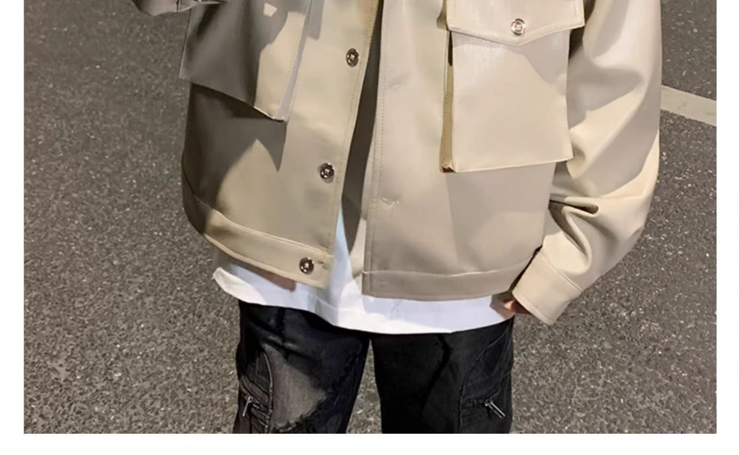 Ragazzo europeo e americano High Street Hip Hop Motociclista Uomo Trendy High-end Cool Retro PU Pelle Corta Imbottita Spalla_voghion.com