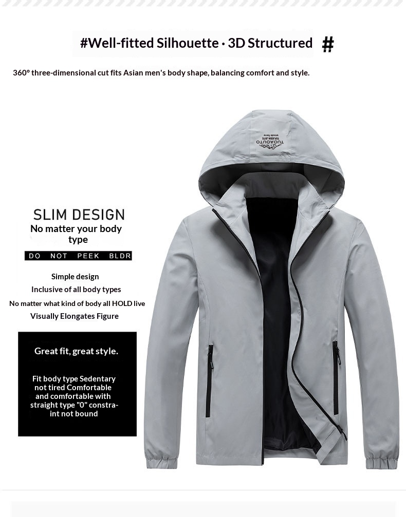 ragazzo Ragazzo E-commerce transfrontaliero Giacca a vento sottile con cappuccio Abbigliamento da uomo Sport all'aria aperta Giacca casual Uomo Primavera Autunno_voghion.com