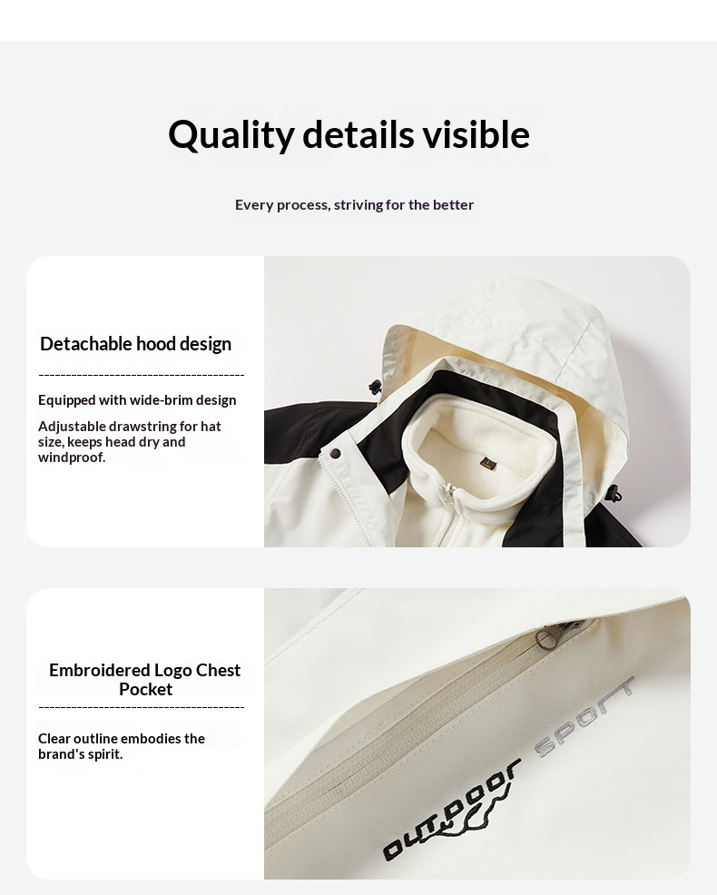 Unisex-Wanderjacke für Jungen, wind- und wasserdicht, 3-in-1, abnehmbare wasserabweisende Kapuze, Softshell-Funktion, ideal für Herbst und Winter_voghion.com