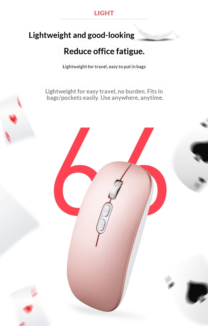 Digitex Digitex Digitex Ultra-thin Wireless Bluetooth Silent Compatible With IPad Huawei Laptop Dual-mode Portable Rechargeable Mouse_voghion.com