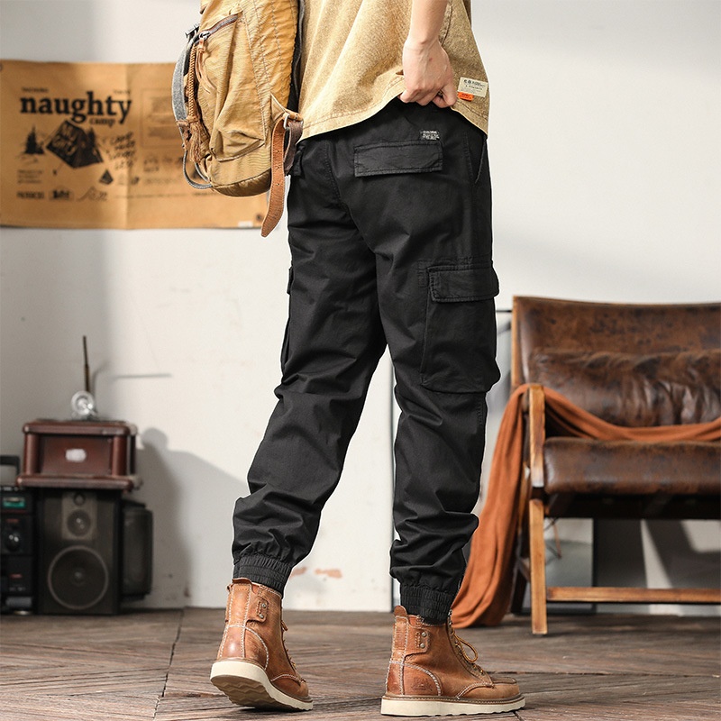 Pantaloni lunghi da uomo in puro cotone, stile casual, da jogging, alla moda giovanile, stile retrò giapponese, autunno inverno_voghion.com