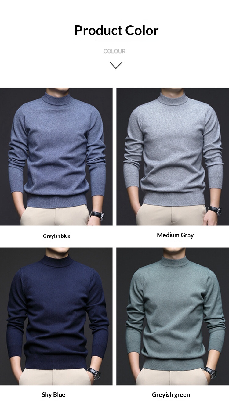 boy Boy Boy Boy 2025 Autumn Winter New Wool Sweater For Men, Half Turtleneck, Thickened, Wm, Machine Washable, Base Layer Men's_voghion.com