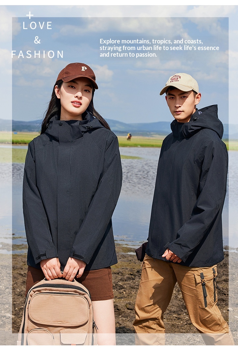 Giacca personalizzata 3 in 1 per uomo e donna, antivento, impermeabile, staccabile, per sci all'aperto, alpinismo, stampata,_voghion.com