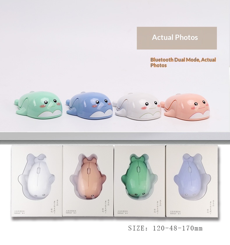 Digitex Digitex Creative Gift Dolphin Wireless Mouse Silent Cute USB Rechargeable Battery Computer Accessories_voghion.com