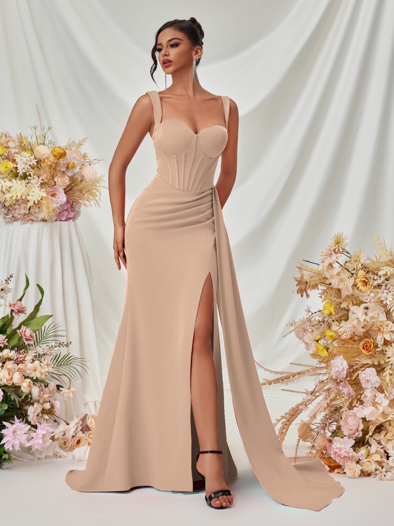 ChicShe ChicShe ChicShe European And American New Style Slit Sexy Evening For Women, High-End Elegant Bodycon Slimming Strap Long Dress In Stock_voghion.com
