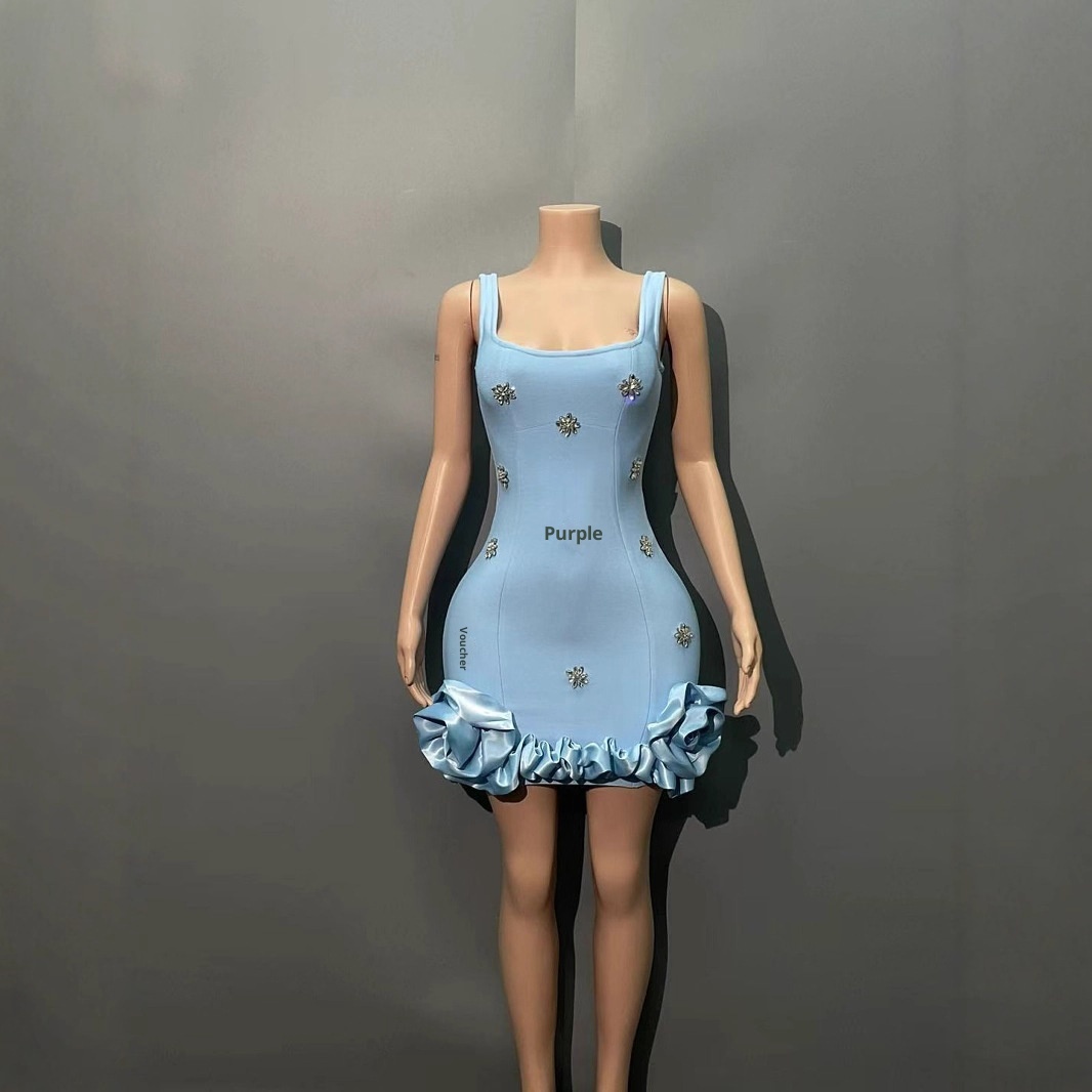 ChicShe ChicShe In Stock Hot-Selling European And American Style Spaghetti Strap Rhinestone Bodycon Evening Sexy Slim Fit Niche Design_voghion.com