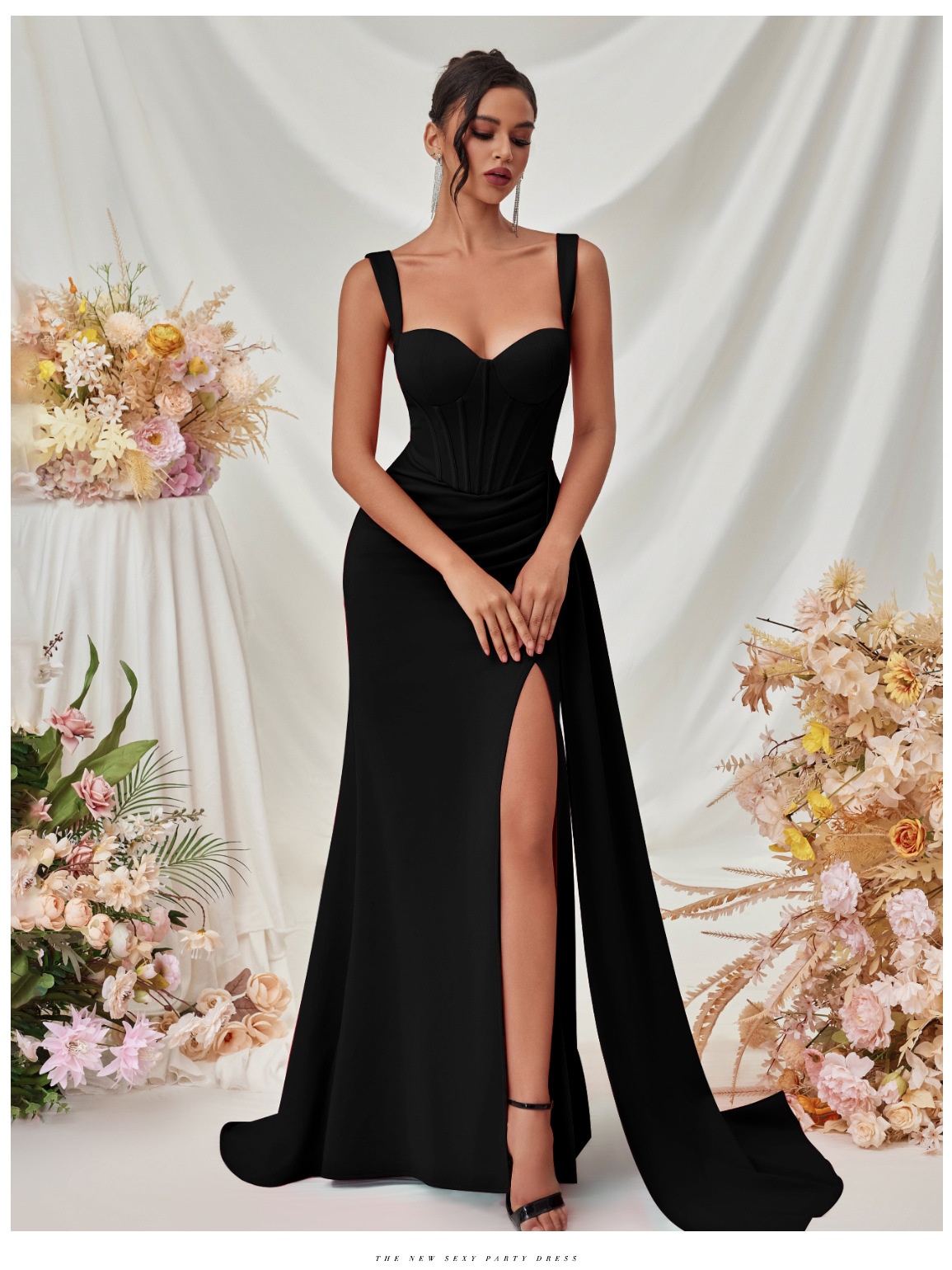 ChicShe ChicShe ChicShe European And American New Style Slit Sexy Evening For Women, High-End Elegant Bodycon Slimming Strap Long Dress In Stock_voghion.com