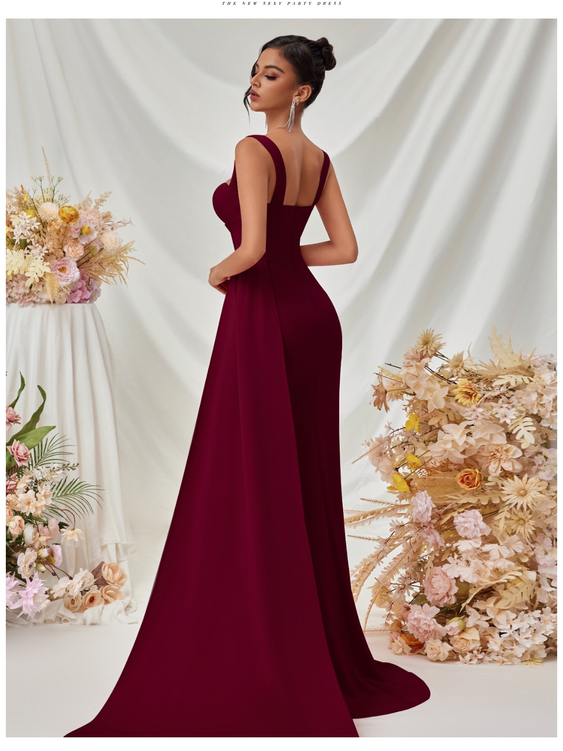 ChicShe ChicShe ChicShe European And American New Style Slit Sexy Evening For Women, High-End Elegant Bodycon Slimming Strap Long Dress In Stock_voghion.com
