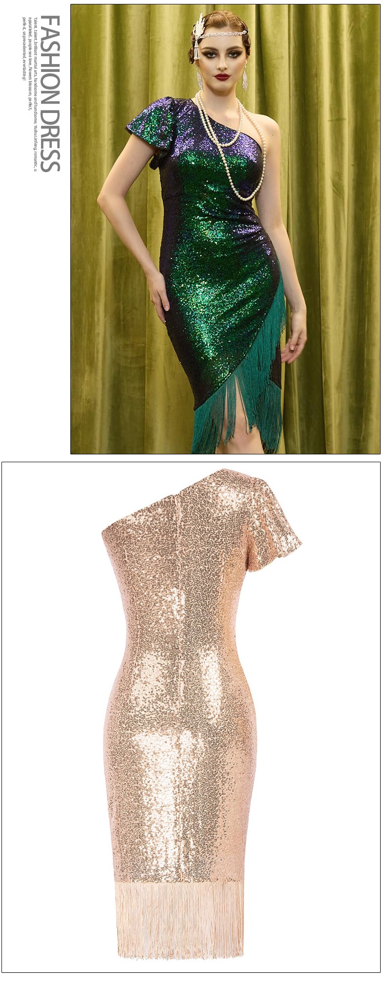 ChicShe ChicShe European And American Foreign Trade High-End Women's Fashion Stand Collar Sequin Bodycon Party Evening Dress_voghion.com