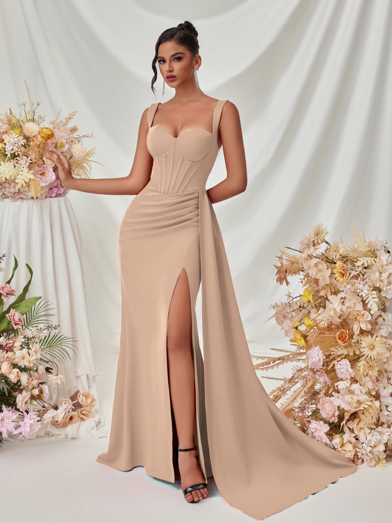 ChicShe ChicShe ChicShe European And American New Style Slit Sexy Evening For Women, High-End Elegant Bodycon Slimming Strap Long Dress In Stock_voghion.com