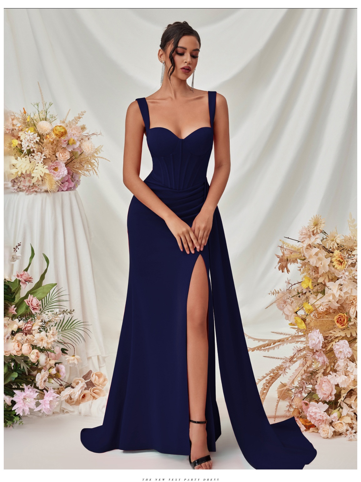 ChicShe ChicShe ChicShe European And American New Style Slit Sexy Evening For Women, High-End Elegant Bodycon Slimming Strap Long Dress In Stock_voghion.com