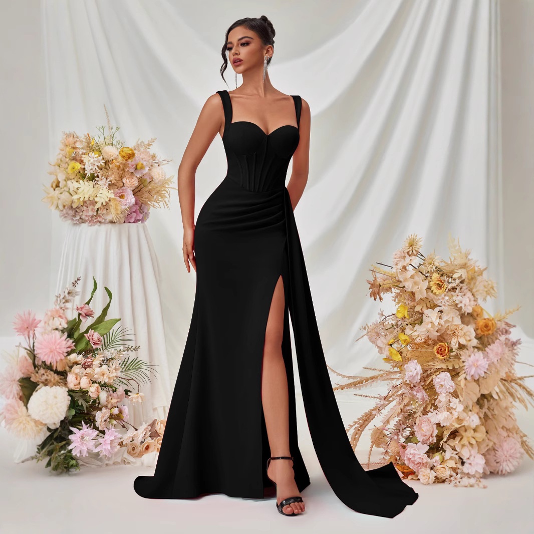 ChicShe ChicShe ChicShe European And American New Style Slit Sexy Evening For Women, High-End Elegant Bodycon Slimming Strap Long Dress In Stock_voghion.com