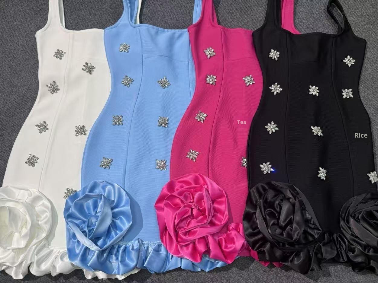 ChicShe ChicShe In Stock Hot-Selling European And American Style Spaghetti Strap Rhinestone Bodycon Evening Sexy Slim Fit Niche Design_voghion.com