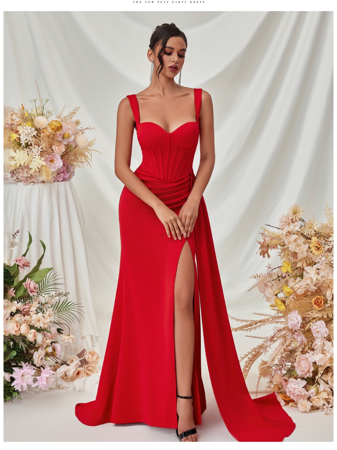 ChicShe ChicShe ChicShe European And American New Style Slit Sexy Evening For Women, High-End Elegant Bodycon Slimming Strap Long Dress In Stock_voghion.com
