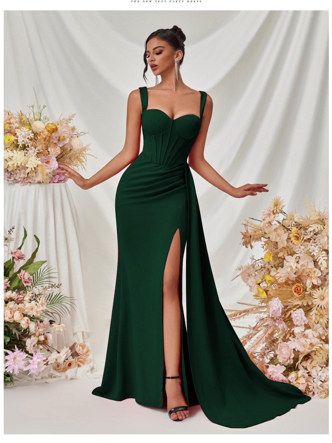 ChicShe ChicShe ChicShe European And American New Style Slit Sexy Evening For Women, High-End Elegant Bodycon Slimming Strap Long Dress In Stock_voghion.com