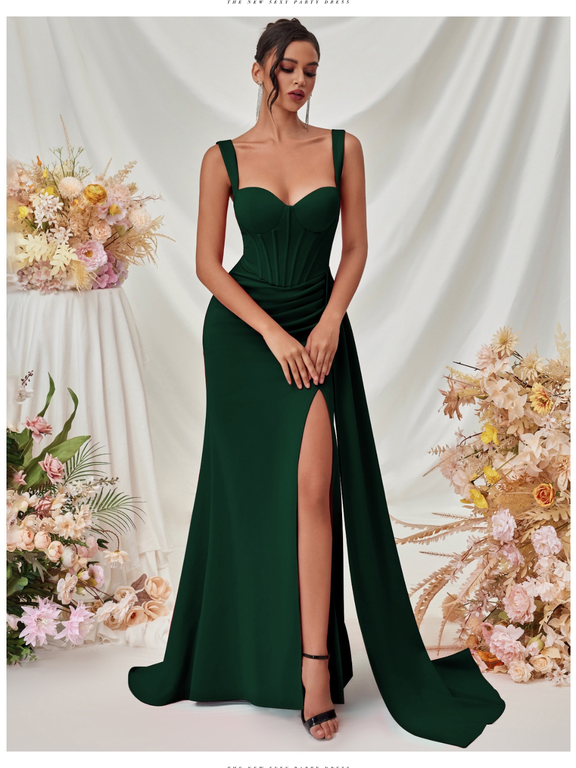 ChicShe ChicShe ChicShe European And American New Style Slit Sexy Evening For Women, High-End Elegant Bodycon Slimming Strap Long Dress In Stock_voghion.com