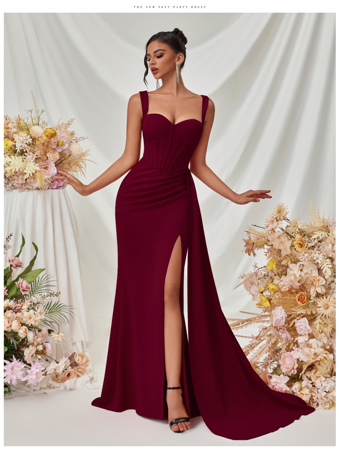 ChicShe ChicShe ChicShe European And American New Style Slit Sexy Evening For Women, High-End Elegant Bodycon Slimming Strap Long Dress In Stock_voghion.com
