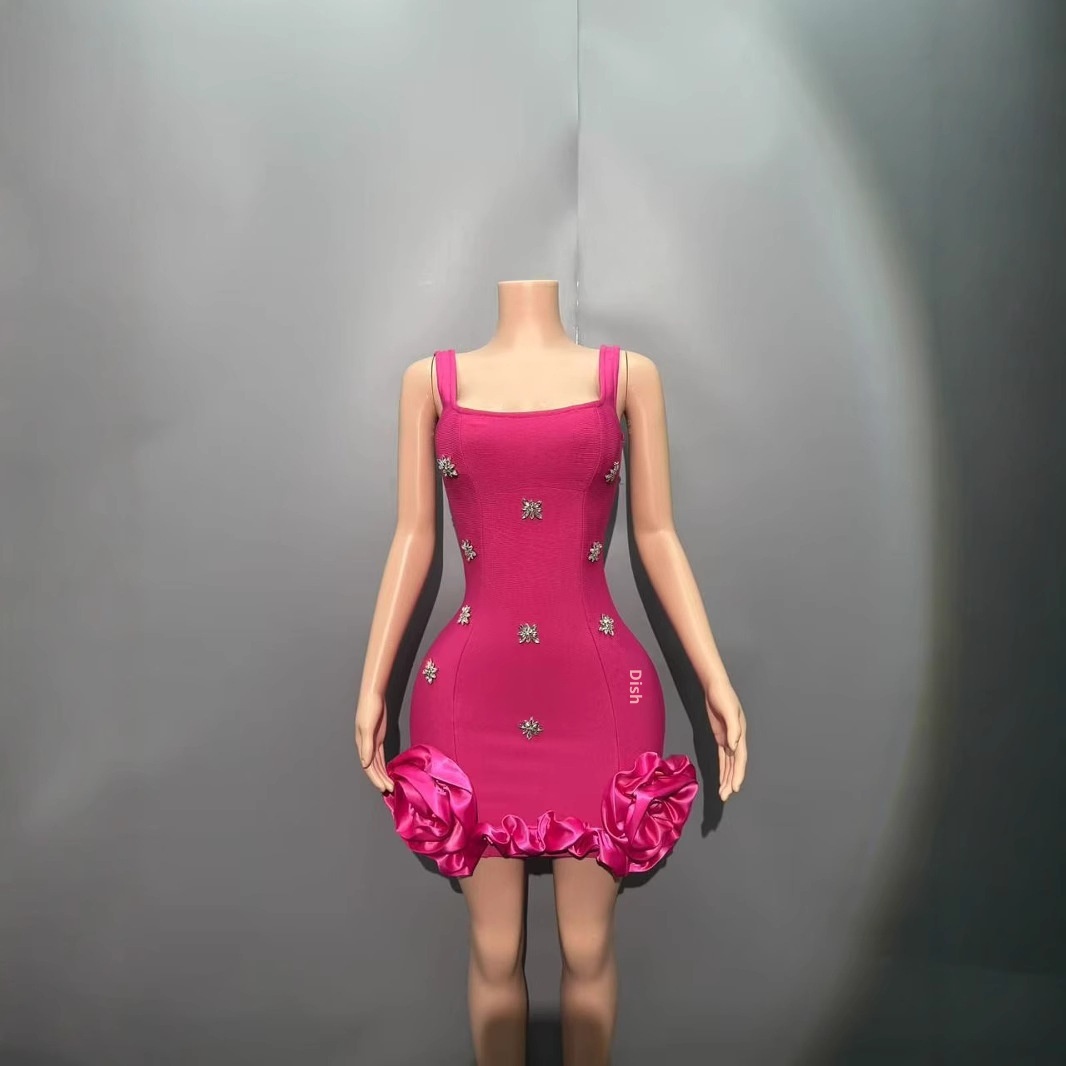 ChicShe ChicShe In Stock Hot-Selling European And American Style Spaghetti Strap Rhinestone Bodycon Evening Sexy Slim Fit Niche Design_voghion.com