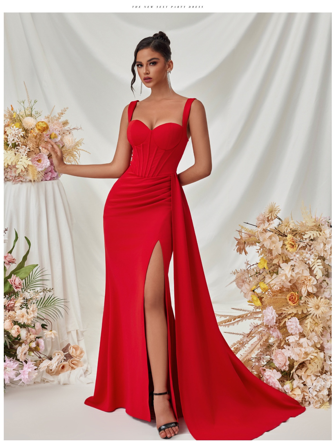 ChicShe ChicShe ChicShe European And American New Style Slit Sexy Evening For Women, High-End Elegant Bodycon Slimming Strap Long Dress In Stock_voghion.com