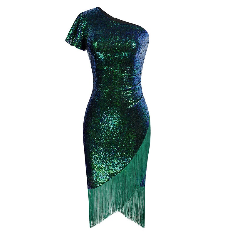 ChicShe ChicShe European And American Foreign Trade High-End Women's Fashion Stand Collar Sequin Bodycon Party Evening Dress_voghion.com