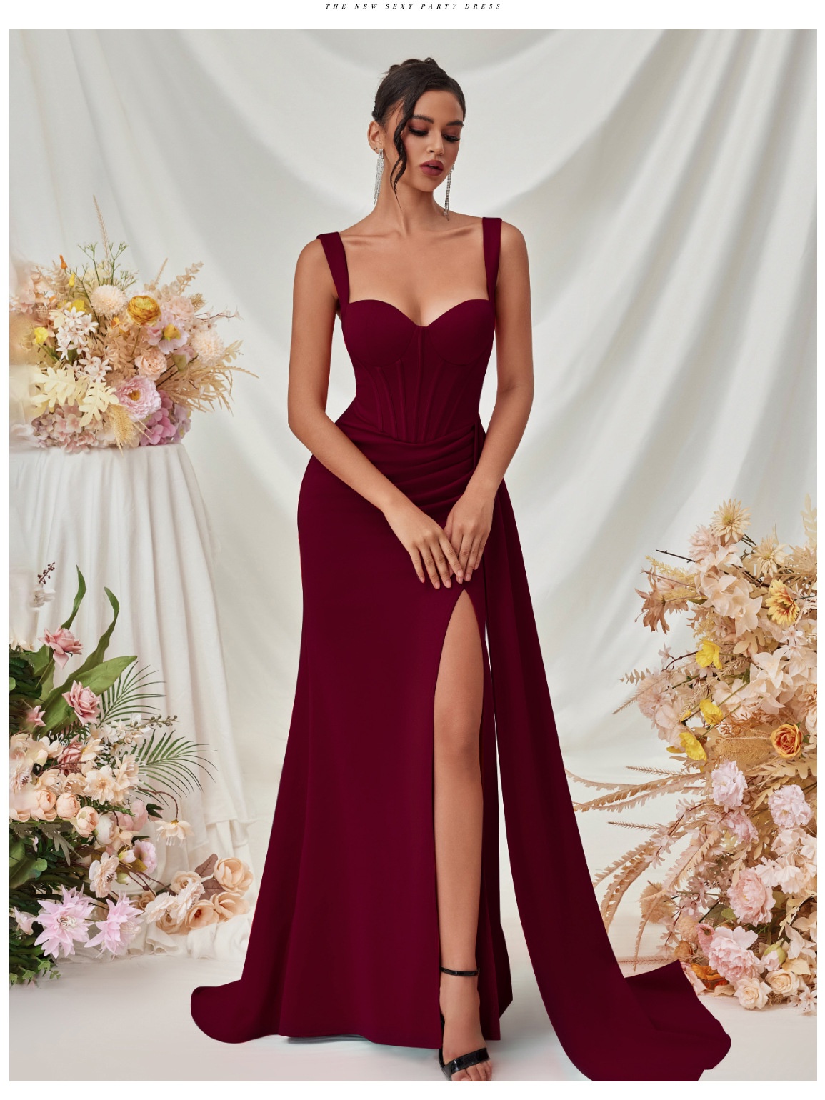 ChicShe ChicShe ChicShe European And American New Style Slit Sexy Evening For Women, High-End Elegant Bodycon Slimming Strap Long Dress In Stock_voghion.com