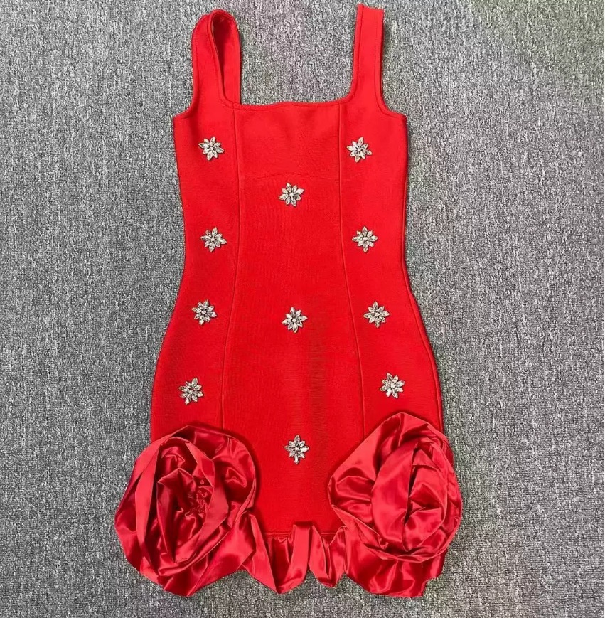 ChicShe ChicShe In Stock Hot-Selling European And American Style Spaghetti Strap Rhinestone Bodycon Evening Sexy Slim Fit Niche Design_voghion.com