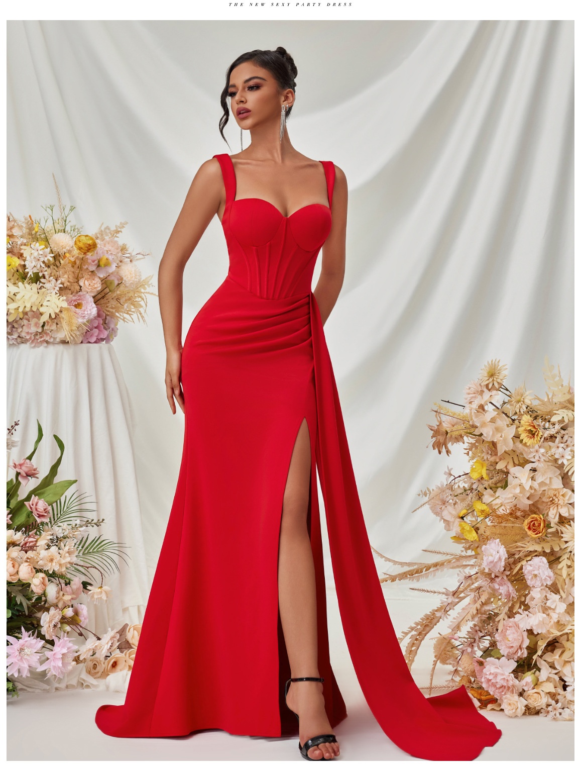 ChicShe ChicShe ChicShe European And American New Style Slit Sexy Evening For Women, High-End Elegant Bodycon Slimming Strap Long Dress In Stock_voghion.com