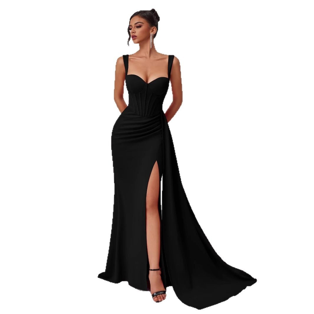 ChicShe ChicShe ChicShe European And American New Style Slit Sexy Evening For Women, High-End Elegant Bodycon Slimming Strap Long Dress In Stock_voghion.com