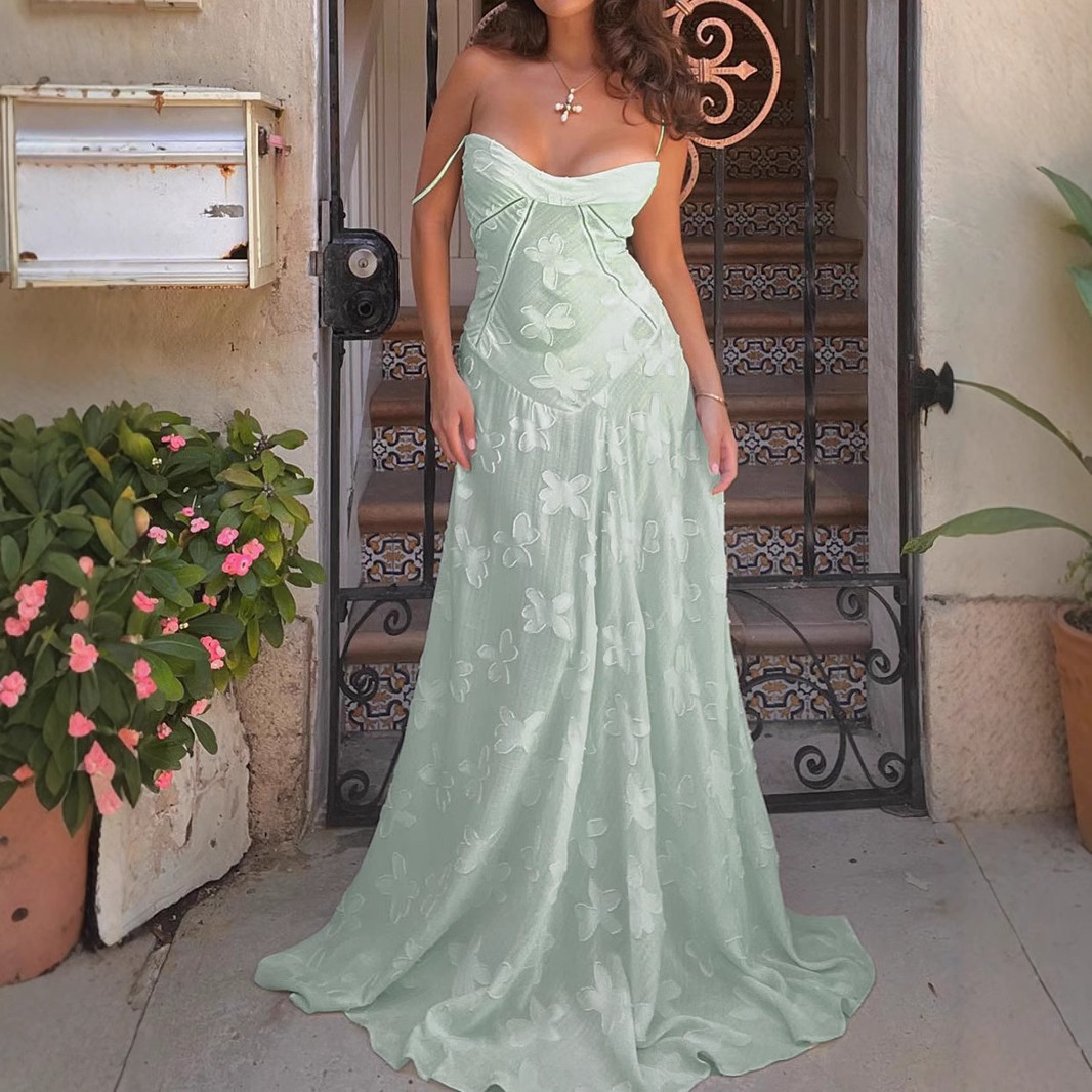 ChicShe ChicShe Europees en Amerikaans Nieuwe Hot Girl Outfit Sexy Kant Doorschijnende Bandjes Lange Slanke Pure Desire Jurk High-end Avondjurk_voghion.com