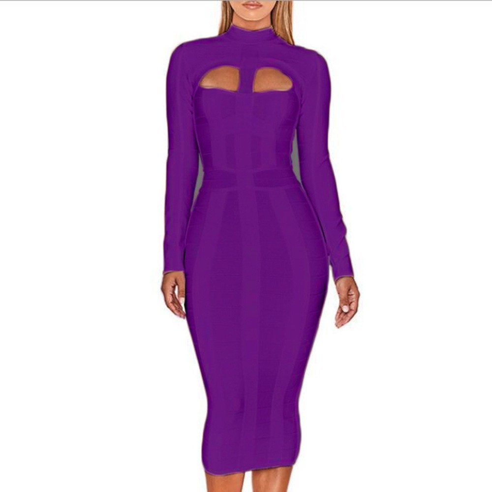 ChicShe ChicShe Abito aderente a maniche lunghe da donna europeo e americano autunno inverno, abito da sera con fascia nera di alta qualità per_voghion.com