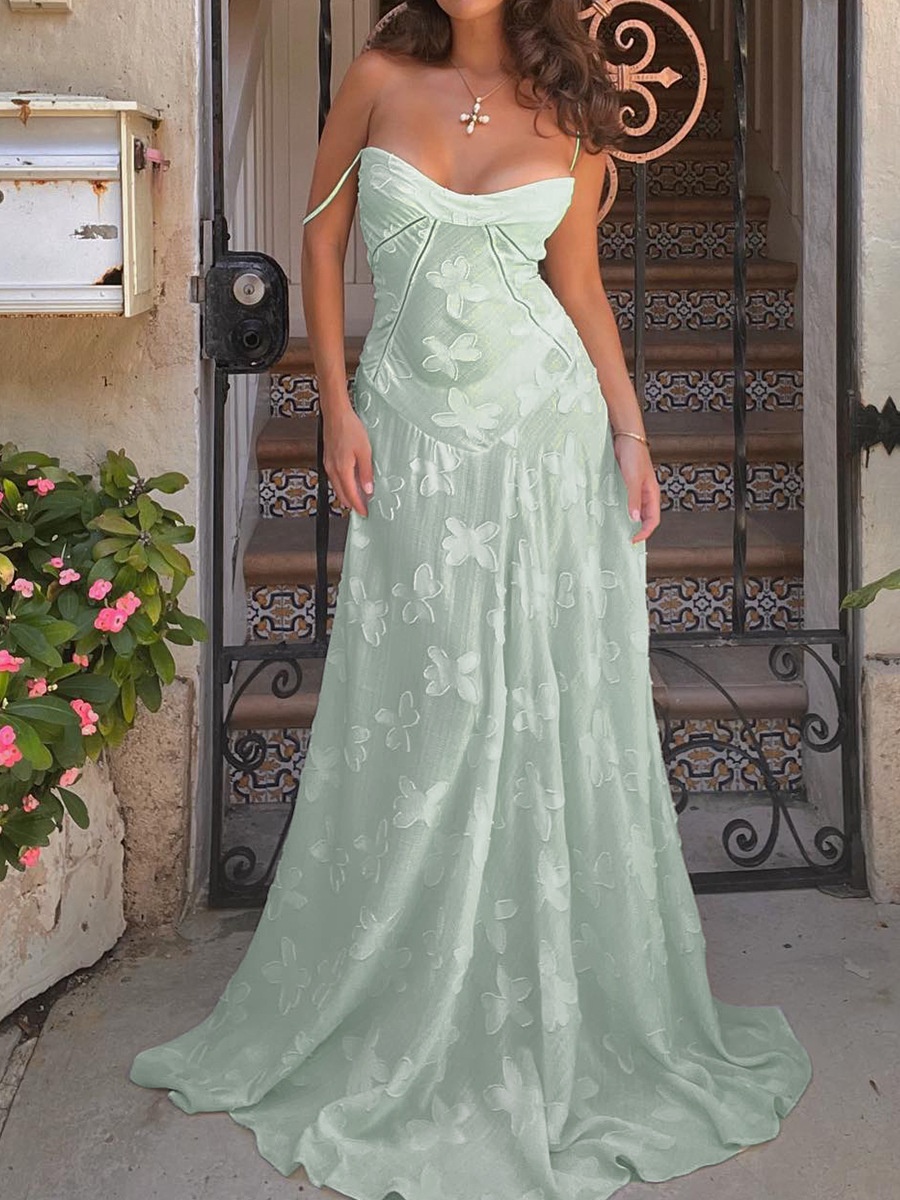 ChicShe ChicShe Europees en Amerikaans Nieuwe Hot Girl Outfit Sexy Kant Doorschijnende Bandjes Lange Slanke Pure Desire Jurk High-end Avondjurk_voghion.com