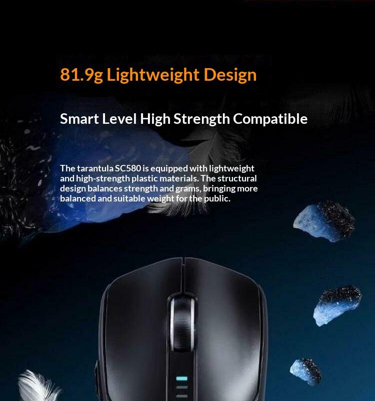 Digitex Digitex Wolf Spider SC580 Wireless Mouse Bluetooth Wired Three-Mode Gaming Computer Laptop USB Rechargeable_voghion.com