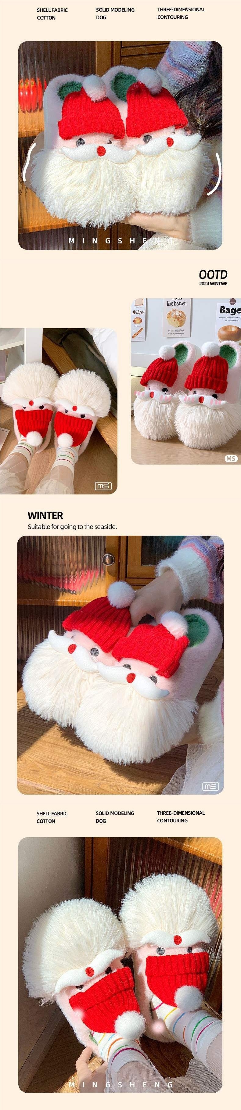 Zees Cute Christmas Cotton Slippers 2025 Couple Style New Super Soft Cushioning Autumn Four Seasons Indoor Warmth_voghion.com