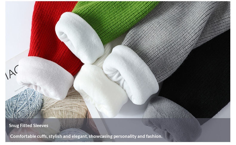 boy Boy Boy Boy Fleece-Lined Thickened Sweater Men, Autumn And Winter New Warm High-Neck Knitwear For Teenagers, Base Layer Student Knit_voghion.com