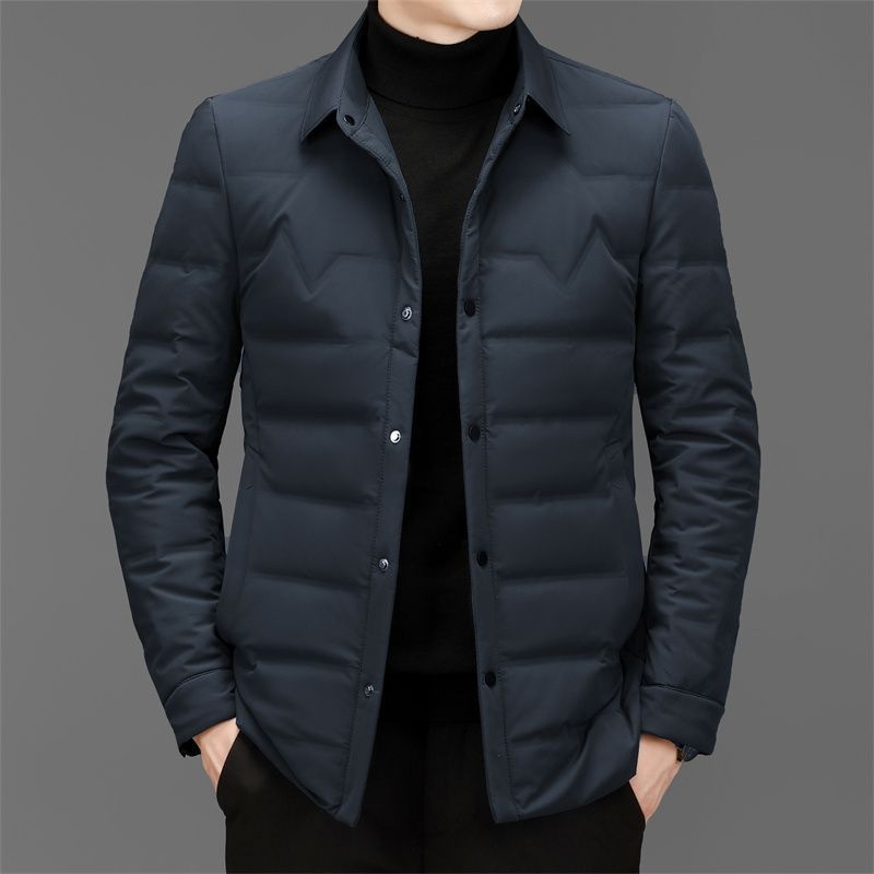 boy 2023 Winter New Lightweight Jacket Men's Warm Slim Fit Hoodless Stand Collar Down Coat Men_voghion.com