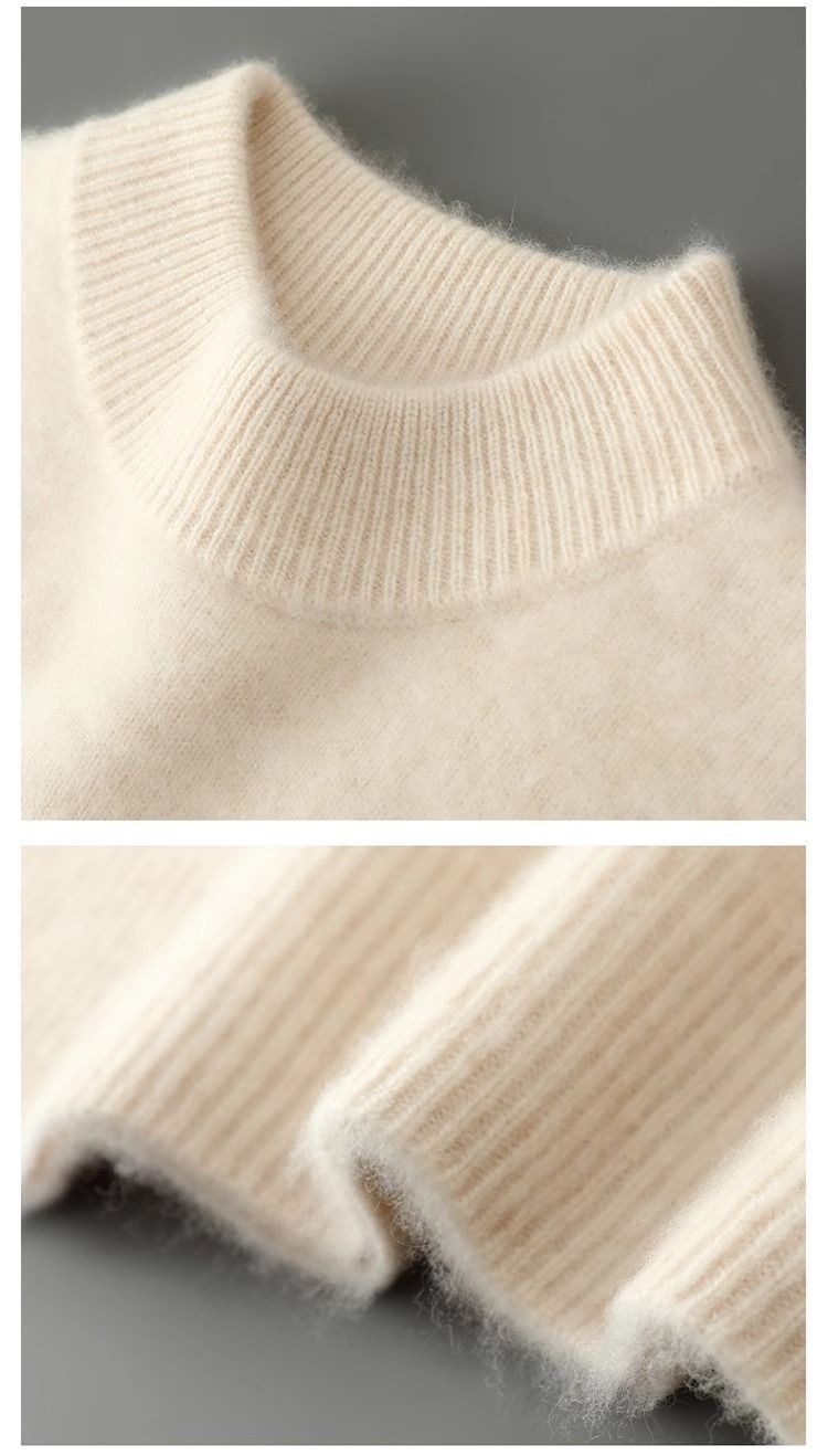 boy Boy Boy Boy 2025 Winter Men's Sweater Half Turtleneck Loose Cashmere Knitted Base Shirt Solid Color_voghion.com