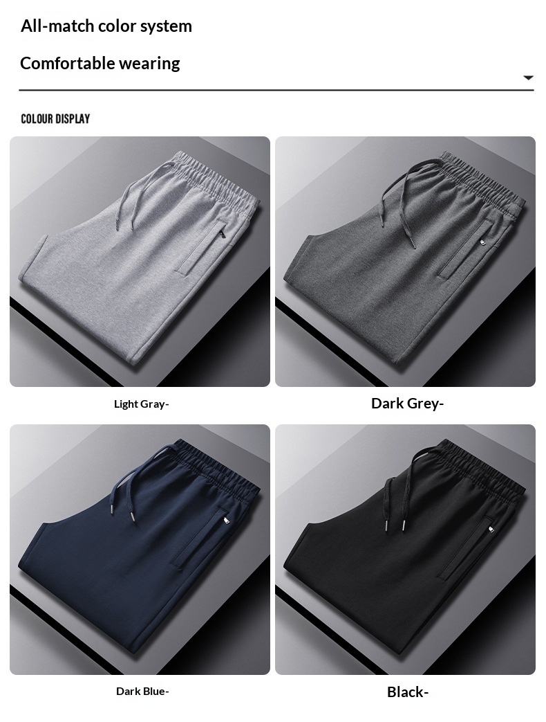 Pantaloni sportivi lunghi e dritti in maglia, casual, da uomo, taglie forti, in puro cotone, vestibilità ampia, primavera-autunno_voghion.com