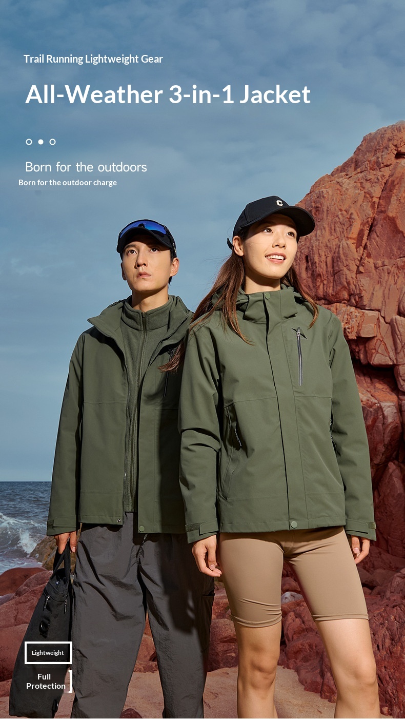 boy Boy 32614 Outdoor Men And Women Detachable Autumn Winter Couple Travel Hiking Jacket 3-in-1 Waterproof_voghion.com