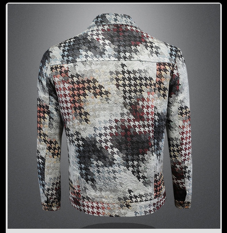 Chaqueta de solapa con estampado de pata de gallo para hombre, estilo Europa, otoño 2025, 7611_voghion.com