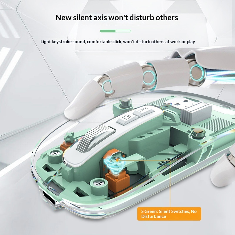 Digitex Digitex Silent Transparent Mouse Three-Mode Wireless Bluetooth Business Office Lightweight Gaming Ergonomic Rechargeable_voghion.com