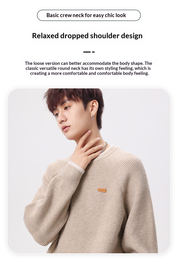 boy Boy Boy Boy Heavyweight Acrylic Yuanbao Needle Lazy Style Sweater Men's Loose Knitwear Thickened Coat_voghion.com