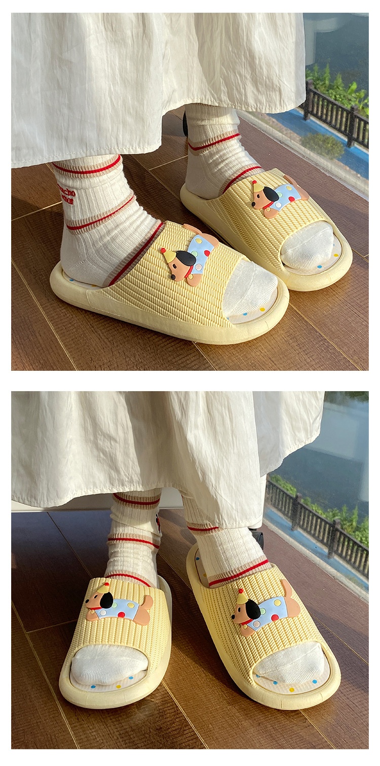 Zees, nuove pantofole estive universali con suola morbida antiscivolo e scritta "One Word" a forma di cucciolo di Natale, con suola spessa, per studenti e dormitori_voghion.com