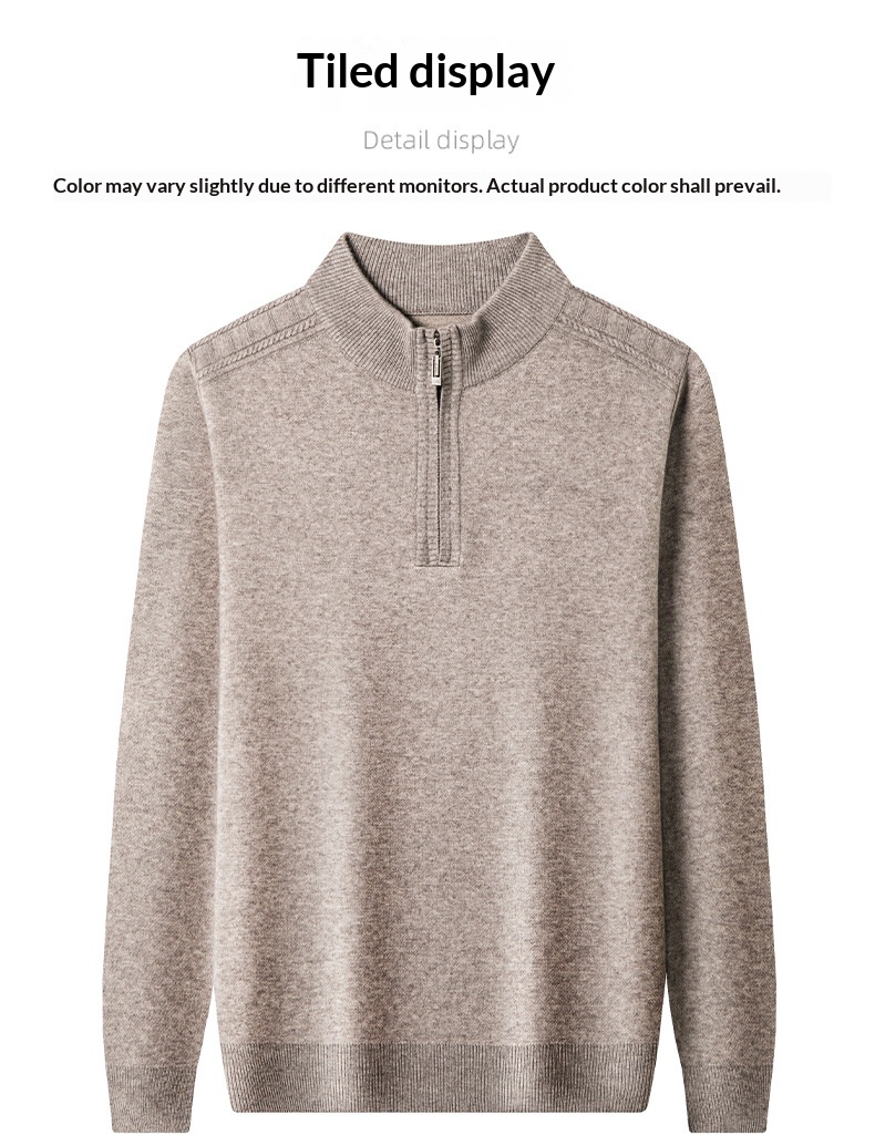 boy Boy Boy Boy 2025 Autumn Winter New Men's Wool Fashion Casual Zipper Half Turtleneck Solid Color Thickened Pullover Sweater For Men_voghion.com